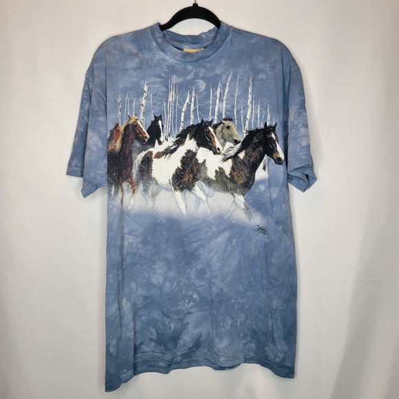The Mountain Other - Vintage 90s The Mountain Wild Horses Snow Nature Graphic T-Shirt